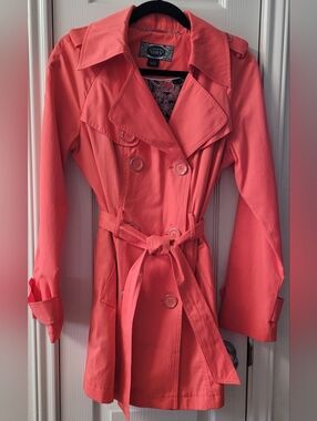 Women's GREEN ENVY Coral Trench Coat - Double-Breasted with Belt